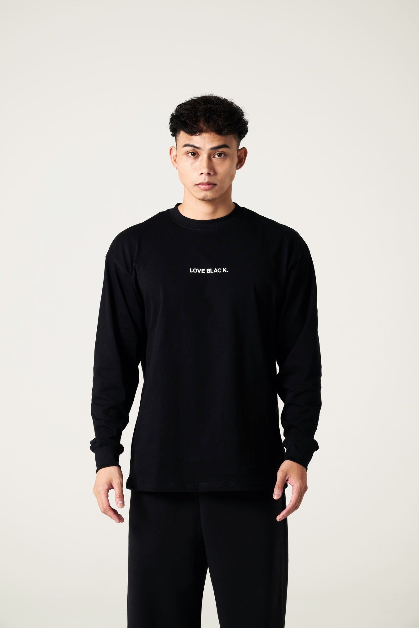 Long Sleeve Tee Oversized Fit 9.2oz (約260g) B – LOVE BLACK