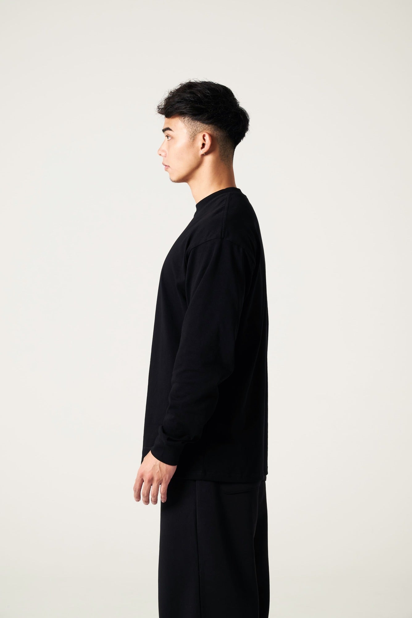 Long Sleeve Tee Oversized Fit 9.2oz (約260g) B – LOVE BLACK