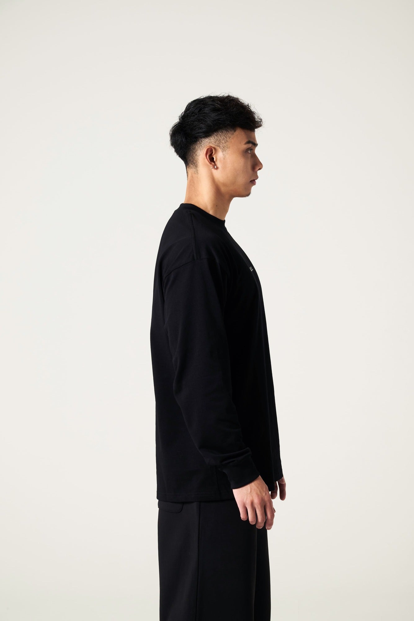 Long Sleeve Tee Oversized Fit 9.2oz (約260g) B – LOVE BLACK