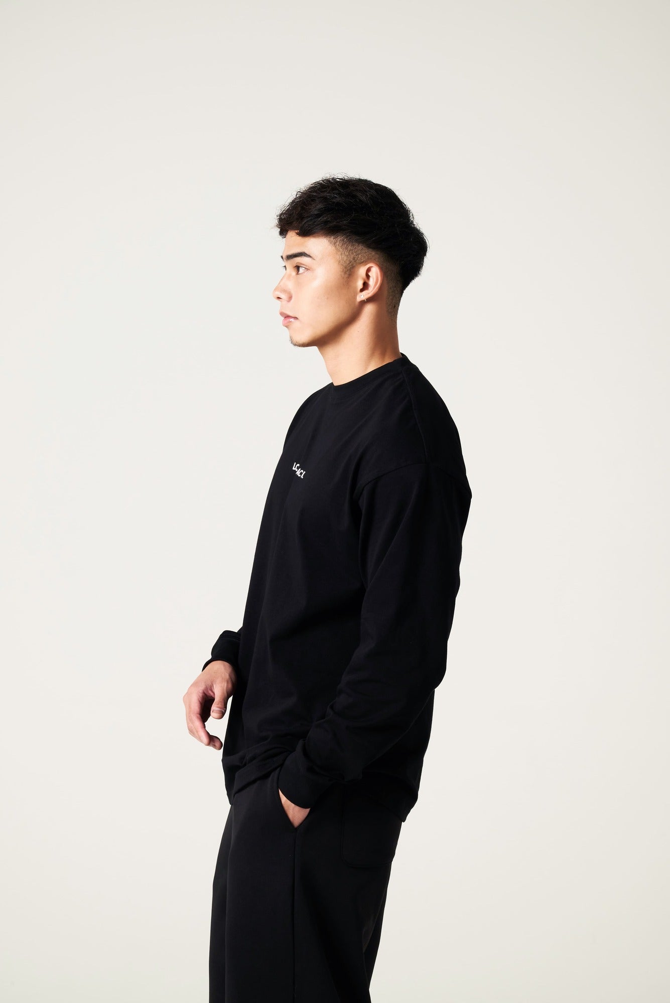 Long Sleeve Tee Oversized Fit 9.2oz (約260g) B – LOVE BLACK